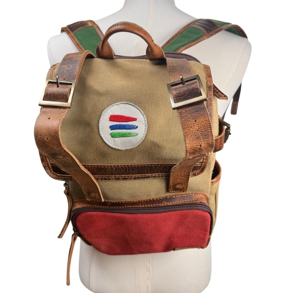 Kodiak Canvas Leather Mini Backpack Khaki Brown Green Travel Daypack Heritage